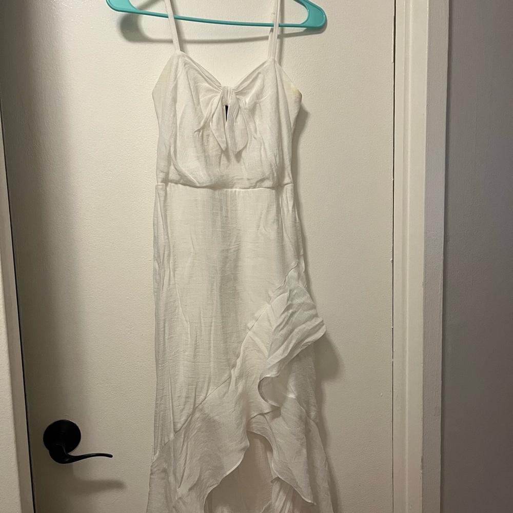 by & by White Asymmetrical Ruffled Sundress